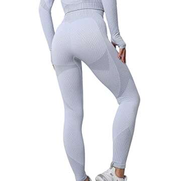 YETOWA Women's 3pcs Seamless Outfit Workout Sets Gym, Fitness Sports Tracksuit Workout Set Running Clothes Yoga Sportswear