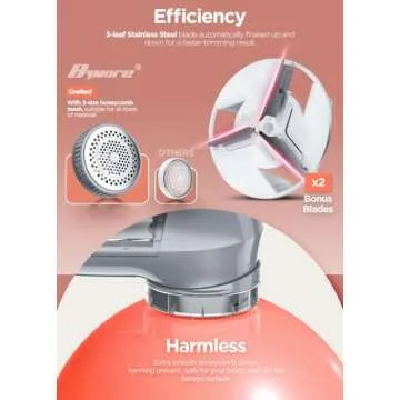 Bymore Fabric Shaver, Lint Remover, Lint Shaver Defuzzer Sweater Shaver for Clothes and Furniture AC Adapter or Battery Operated Pill Fuzz Remover