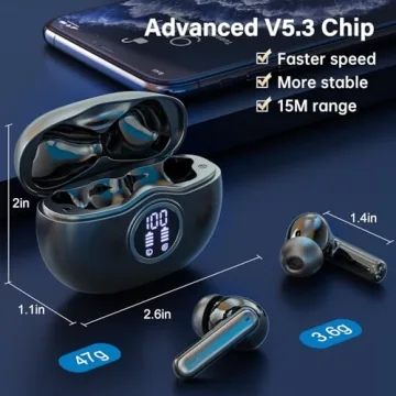 Fhumsh A10 Pro Bluetooth 5.3 Earbuds with 50 Hours Playback