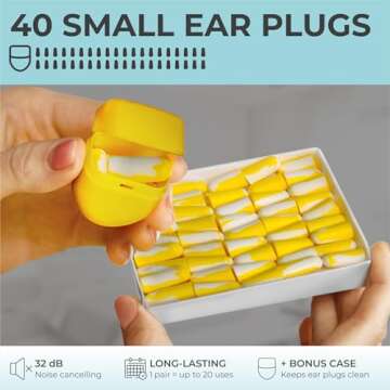 PQ Small Ear Plugs for Sleep - 40 Small Foam Earplugs for Sleeping for Small Ear Canals. Noise Cance...