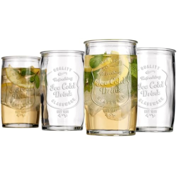 Glaver's Vintage Italian Drinking Glass Set - Elegant 20 Oz Tumblers