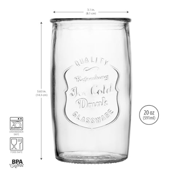 Glaver's Vintage Italian Drinking Glass Set - Elegant 20 Oz Tumblers