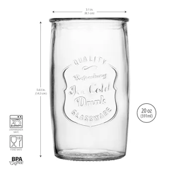 Glaver's Vintage Italian Drinking Glass Set - Elegant 20 Oz Tumblers