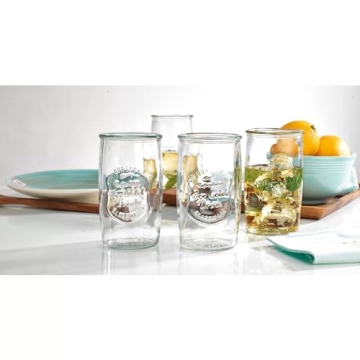 Glaver's Vintage Italian Drinking Glass Set - Elegant 20 Oz Tumblers