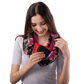 Yoimira Travel Scarf for Women with Zipper Pocket
