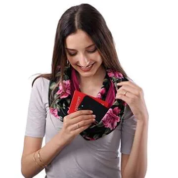 Yoimira Travel Scarf for Women with Zipper Pocket