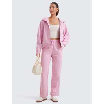 CRZ YOGA Womens Fleece Lined Full Zip Hoodies Oversized Long Sleeve Casual Workout Hooded Sweatshirt with Thumb Holes Pink Peony Small