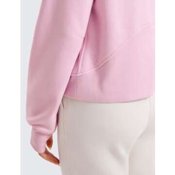 CRZ YOGA Womens Fleece Lined Full Zip Hoodies Oversized Long Sleeve Casual Workout Hooded Sweatshirt with Thumb Holes Pink Peony Small
