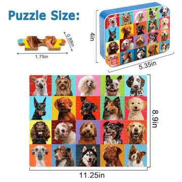 LELEMON Puzzles for Kids Ages 4-6,Dog Puzzle 100 Piece Puzzles for Kids Ages 4-8 in a Metal Box, Edu...