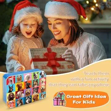 LELEMON Puzzles for Kids Ages 4-6,Dog Puzzle 100 Piece Puzzles for Kids Ages 4-8 in a Metal Box, Educational Kids Puzzles Jigsaw Puzzles 100 Piece Puzzle Games Puzzle Toys for Girls and Boys