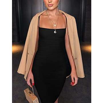 Kaximil Women's Spaghetti Strap Ruched Mini Club Dress