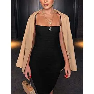 Kaximil Women's Spaghetti Strap Ruched Mini Club Dress