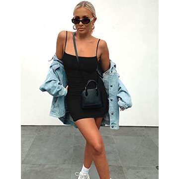 Kaximil Women's Spaghetti Strap Ruched Mini Club Dress