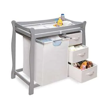 Badger Basket Sleigh-Style Baby Changing Table – Gray Design