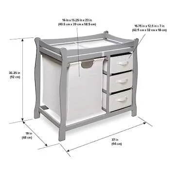 Badger Basket Sleigh-Style Baby Changing Table – Gray Design