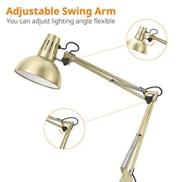 LEPOWER Metal Floor Lamp, Adjustable Architect Swing Arm Standing Lamp (Bronze)