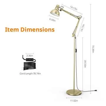LEPOWER Metal Floor Lamp, Adjustable Architect Swing Arm Standing Lamp (Bronze)