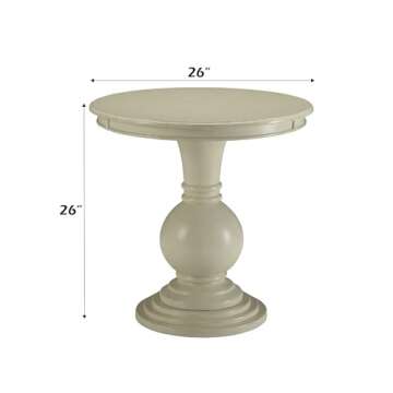 Acme Alyx Wooden Round Pedestal Table in Antique White