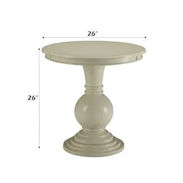 Acme Alyx Wooden Round Pedestal Table in Antique White