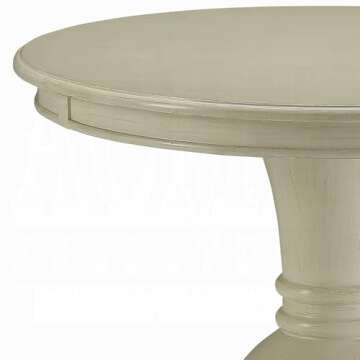 Acme Alyx Wooden Round Pedestal Table in Antique White