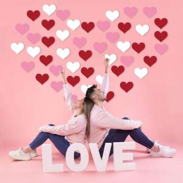 Large Paper Heart Cutouts 54 PCS, Double Printed Valentine's Day Cutouts Classroom Bulletin Board Decorations Party Supplies (Heart Big)