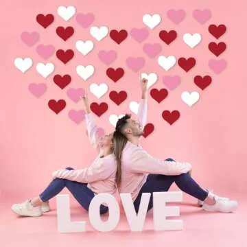 Large Paper Heart Cutouts 54 PCS, Double Printed Valentine's Day Cutouts Classroom Bulletin Board Decorations Party Supplies (Heart Big)