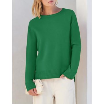 ZESICA Women's Cozy Long Sleeve Pullover Sweater in Green
