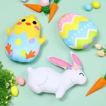 Percozzi 3Pcs Easter Pillows Decorations Bunny Throw Pillow Easter Stuffed Animal Easter Bunny Egg Decor Plush Animal Pillows Cute Cushion Easter Gifts for Kids and Adults