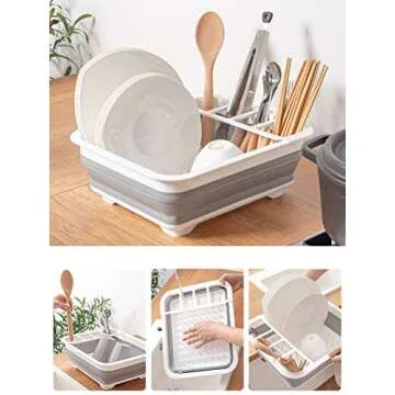Collapsible Dish Drying Rack Portable Dish Drainer Dinnerware Organizer for Kitchen RV Campers Storage