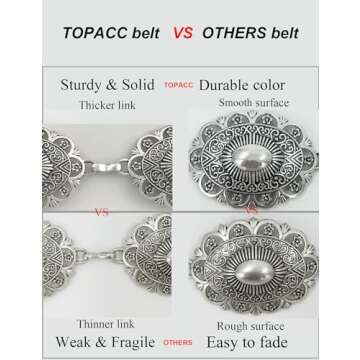 TOPACC Silver Concho Belts: Style Meets Versatility for Women