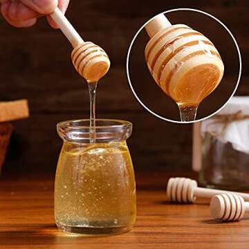 25 Pcs Honey Dipper Sticks, 3 inch Mini Wooden Honeycomb Stick, Small Honey Spoons Stirrer Stick for Honey Jar Dispense Drizzle Honey and Wedding Party Favors Gift