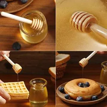 25 Pcs Honey Dipper Sticks, 3 inch Mini Wooden Honeycomb Stick, Small Honey Spoons Stirrer Stick for Honey Jar Dispense Drizzle Honey and Wedding Party Favors Gift
