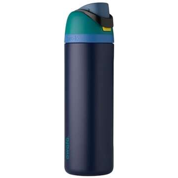 Owala FreeSip Insulated Stainless Steel Water Bottle with Straw for Sports and Travel, BPA-Free, 24-oz, Teal/Navy (Nautical Twilight)