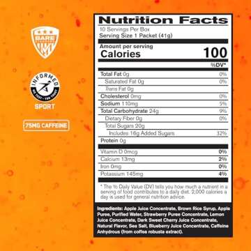 BARE PERFORMANCE NUTRITION, BPN Go Gel Endurance Gel Caffeinated, Vegan + Gluten Free Running Gel wi...