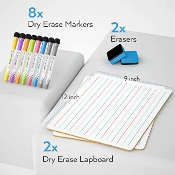 Nicpro Dry Erase Lap Board Set Portable Learning Tool with Markers