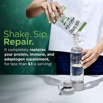 Four Sigmatic Superfood Protein Organic Plant-Based Protein with Chaga Mushroom & Ashwagandha | Supports Immune Function & Muscle Repair | Portable | Unflavored | 10 Count