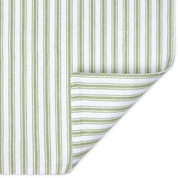 Cackleberry Home Ticking Stripe Table Runner - 14 x 90 Inches - Reversible Cotton Design