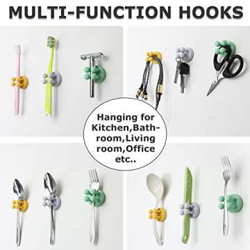 XoYoZo 4 pcs Silicone Toothbrush Holder Multi-Function Hook Waterproof self Adhesive Single Toothbru...