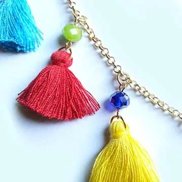 LOXASUM Long Necklace Bohemian Multi-colored Tassel Elegant Jewelry Choker Adjustable for Women Ladies Gift for Mother's Day Birthday Christmas Holidays (LIGHT)