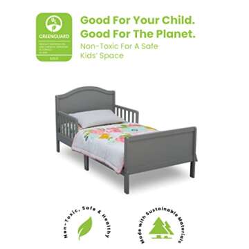 Delta Children Bennett Wood Toddler Bed - Greenguard Gold Certified, Grey