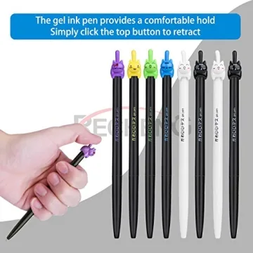 RECHENG Cute Cat Gel Pens - Fine Point 0.5mm - 12pcs Fun Set