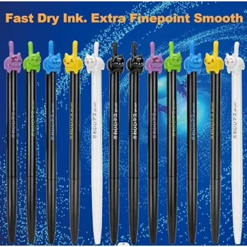 RECHENG Cute Cat Gel Pens - Fine Point 0.5mm - 12pcs Fun Set