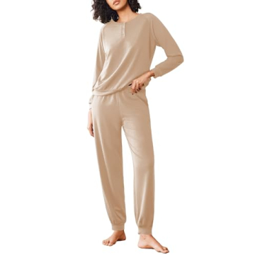 Ekouaer Women's Pajama Sets Long Lounge Set 2 Piece Pj Set Tops and Elastic Waist Pants Sweatsuits C...