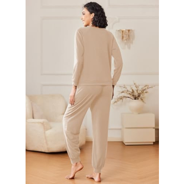 Ekouaer Women's Cozy 2 Piece Pajama Set with Pockets