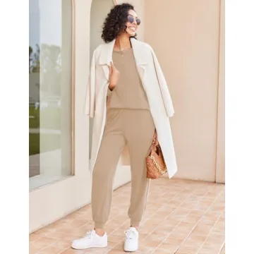 Ekouaer Women's Cozy 2 Piece Pajama Set with Pockets