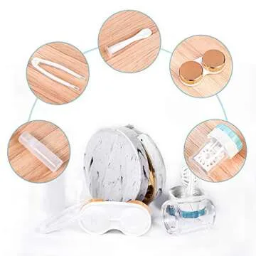 Contact Lens Travel Kit with Cleaner Washer, Portable Contact Box with Mirror Tweezers Remover Tool ...