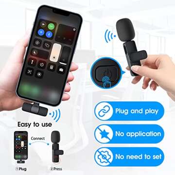 Kopdkes Professional Wireless Lavalier Microphone for iPhone iPad, Plug-Play 2.4G Ultra-Low Delay-Built-in Noise Reduction Chip-Lapel Microphone for Interview, Podcast, Vlog, YouTube