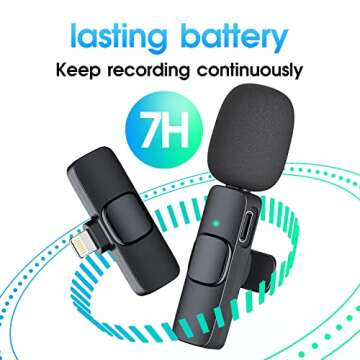 Kopdkes Professional Wireless Lavalier Microphone for iPhone iPad, Plug-Play 2.4G Ultra-Low Delay-Built-in Noise Reduction Chip-Lapel Microphone for Interview, Podcast, Vlog, YouTube