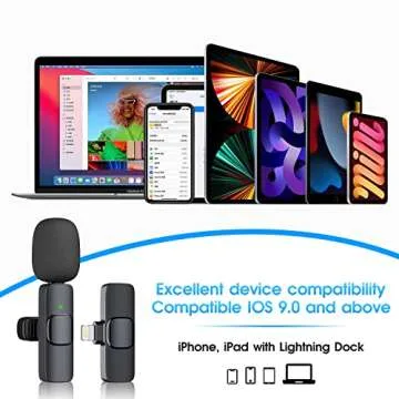 Kopdkes Professional Wireless Lavalier Microphone for iPhone iPad, Plug-Play 2.4G Ultra-Low Delay-Built-in Noise Reduction Chip-Lapel Microphone for Interview, Podcast, Vlog, YouTube