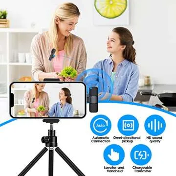 Kopdkes Professional Wireless Lavalier Microphone for iPhone iPad, Plug-Play 2.4G Ultra-Low Delay-Built-in Noise Reduction Chip-Lapel Microphone for Interview, Podcast, Vlog, YouTube
